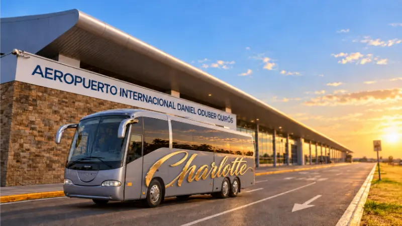 Private group bus at Liberia Airport